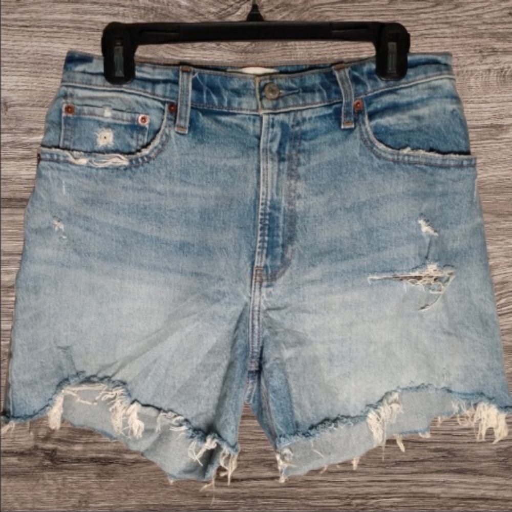 Abercrombie & Fitch Distressed Denim Women Jean Hi Rise 4" Shorts Size 29/8